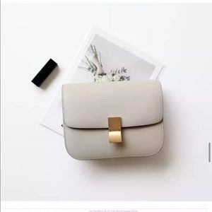 Classic Box Bag Genuine Leather Nude Beige Brushed Gold Hardware Crossbody